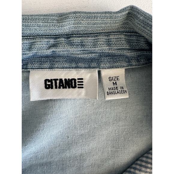 VTG Gitano Gingham Denim Chambray Shirt , Sz: Women's M 80s  (b38) - Picture 7 of 7